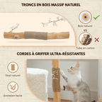 Arbre à chat en bois Moka - 102cm - Maison felin
