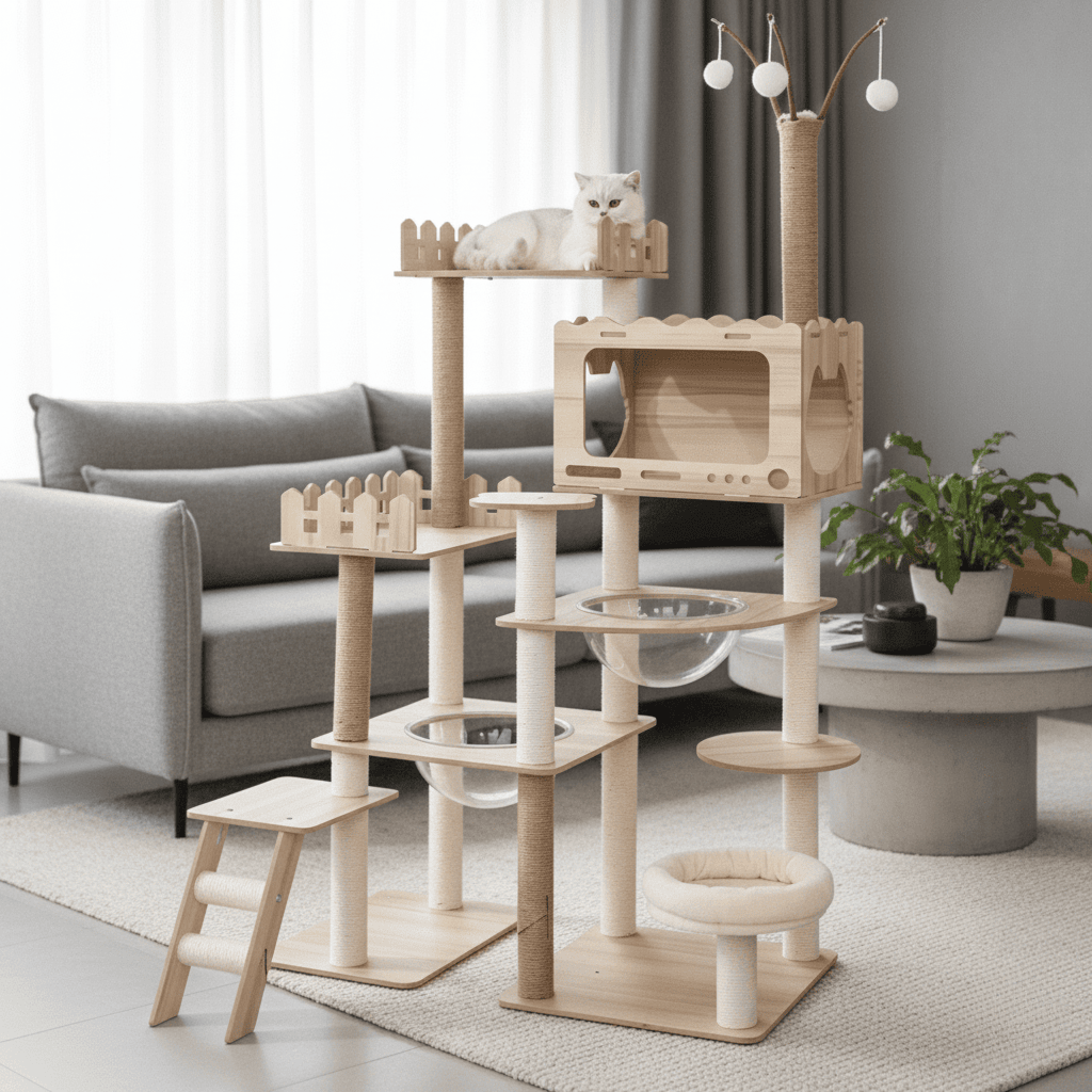 Arbre à chat en bois XXL Yumi - 170cm