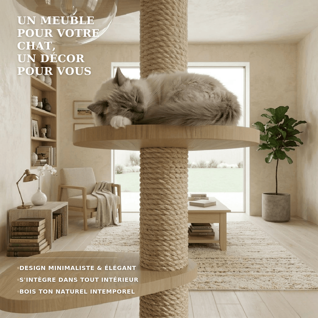 Arbre à chat en bois XXL Pomelo - Réglable jusqu'à 270cm
