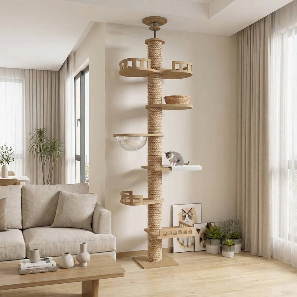 Arbre à chat en bois XXL Pomelo - Réglable jusqu'à 270cm